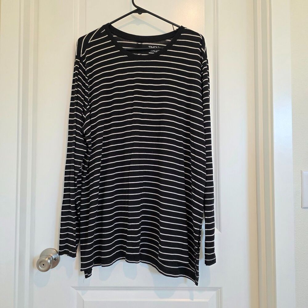 Time and Tru Modal Knit Long Sleeve Top XXXL Striped Cozy Casual Parisian